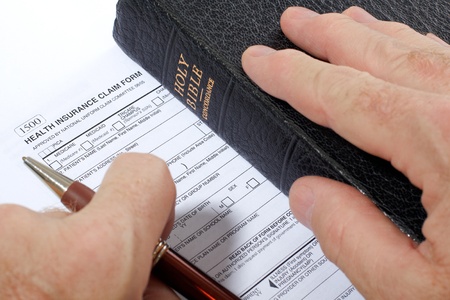 Concept of trust in God to provide personal insuranceの写真素材