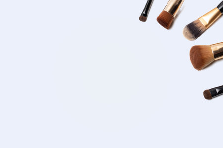 Set of make up brushes for face and eyes. Essential tools for applying make up product on face. Make...
