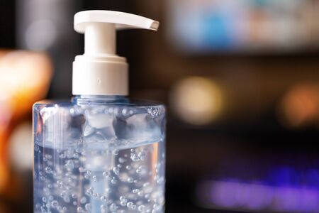 Bottle of hand sanitizer, antimicrobial liquid gel, antibacterial hygieneの写真素材