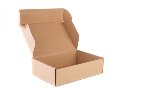 Empty cardboard box on white background