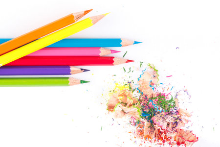 Crayons. Wooden color pencils.の写真素材