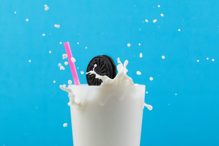 Milk splash breakfastの写真素材