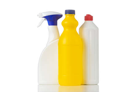 Cleaning jars isolated on white backgroundの写真素材