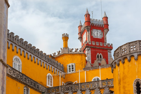 National Palace of Pena, Portugal. Famous castle near the city of Sintra, one of the most visited...