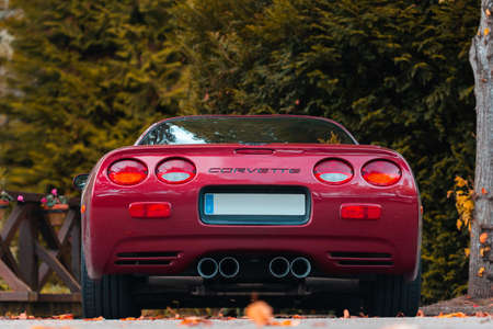 c5Torrelavega, Spain - September 17, 2020: Corvette exhibited at the concentration of super sports vehicles that takes place annually in the city of Torrelavega, Spain.のeditorial素材