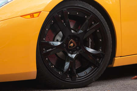 Torrelavega, Spain - September 17, 2020: Lamborghini Gallardo exhibited at the concentration of super sports vehicles that takes place annually in the city of Torrelavega, Spain.のeditorial素材