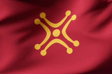 Coofficial flag of Cantabria. Labaro flag. Secon flag.Close up shot. Illustration 3d.の写真素材