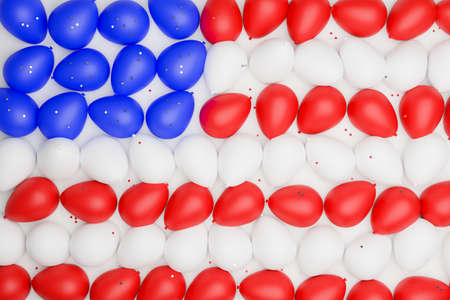 American flag made with blue, red and white balloons. 3D ilustration.の写真素材