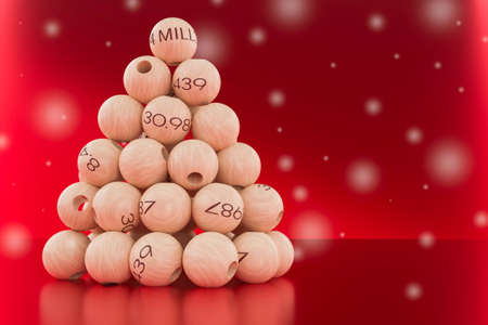 Christmas lottery balls of December 22, close view, on a white background. 3d illustration.の写真素材