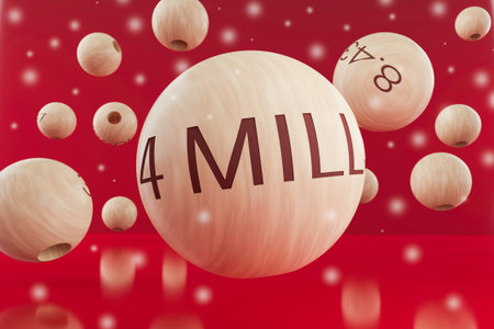 Christmas lottery balls of December 22, close view, on a white background. 3d illustration.