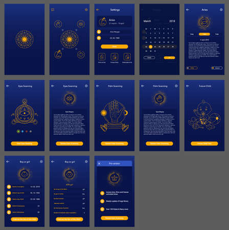 horoscope ui design app mobileのイラスト素材