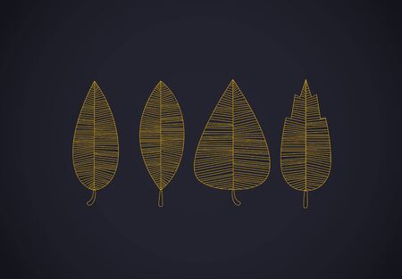 Colorful autumn leaves set lines on darkのイラスト素材