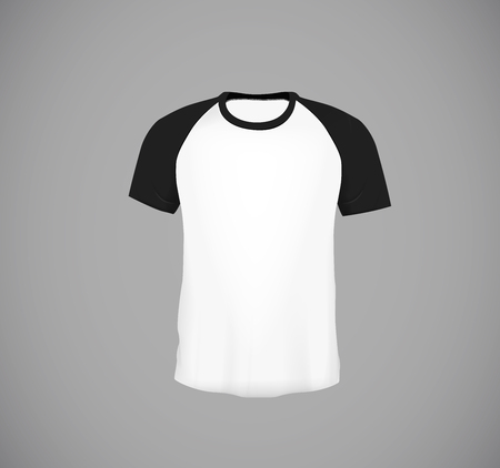 Men's slim-fitting short sleeve baseball shirt. Black Mock-up design template for branding.のイラスト素材