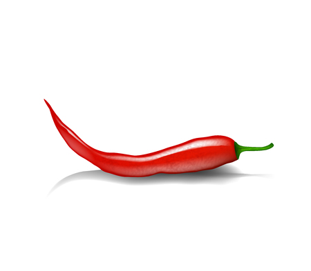 Red pepper chilli. Red hot natural chili pepper with shadow.のイラスト素材