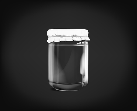 Empty glass jar isolated on dark background.のイラスト素材