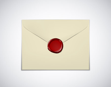 Old envelope paper with red wax seal stamp isolatedのイラスト素材