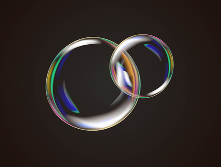 Transparent rainbow soap bubbles vector.のイラスト素材