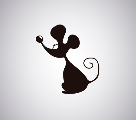 Cute ink mouse illustration on white background.のイラスト素材
