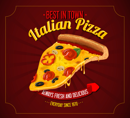 Italian Pizza retro poster background. for restaurant illustration advertising design or restaurant business.のイラスト素材