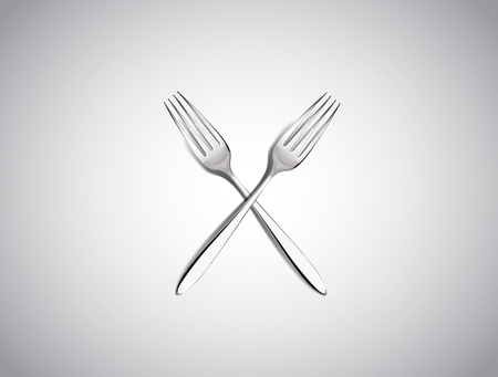 Forks crossed, isolated on white backgroundのイラスト素材