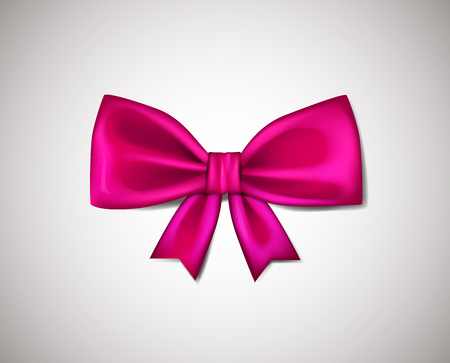Realistic Pink ribbon bow isolated on white background. Vector illustration.のイラスト素材