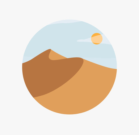 Desert landscape with sand dunes at sunrise or sunset. Simple scene of desert.のイラスト素材