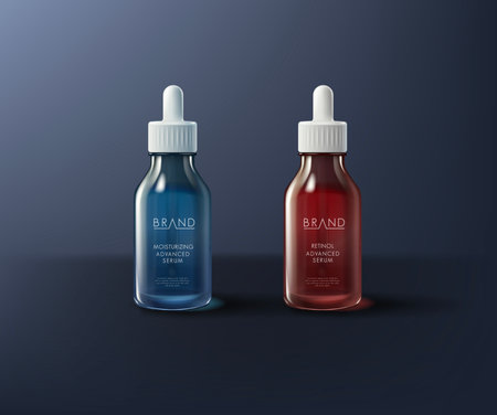 Collagen or hyaluronic Acid Serum Moisturizer in different colors of packaging.のイラスト素材
