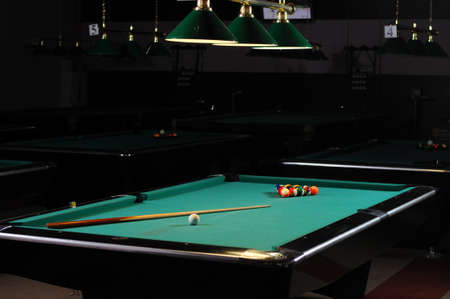 billiard tables in a billiard clubの写真素材