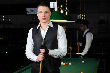 portrait of a young professional player before playing snooker  Billiards の写真素材