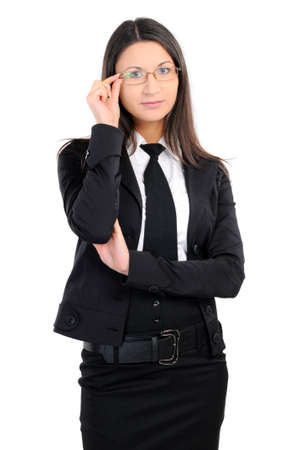 portrait bizhnes woman in glasses on whiteの写真素材