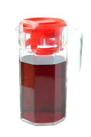 juice in jar  on white backgroundの写真素材