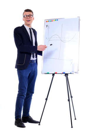successful business man with a flip chart in a presentationの写真素材