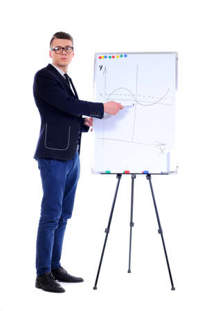 successful business man with a flip chart in a presentationの写真素材