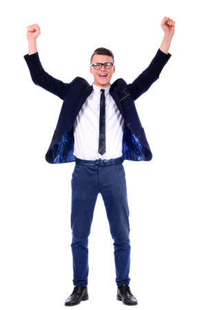 Portrait Of A Happy Business Man Isolated On White Backgroundの写真素材