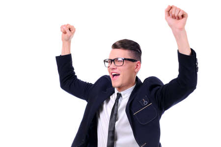Portrait Of A Happy Business Man Isolated On White Backgroundの写真素材