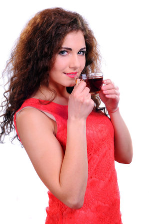 Beautiful Young Woman drinking tea