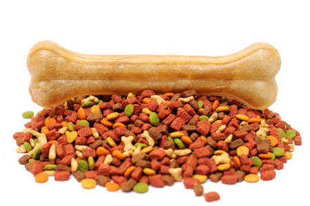 Different types of dry food for dogsの写真素材