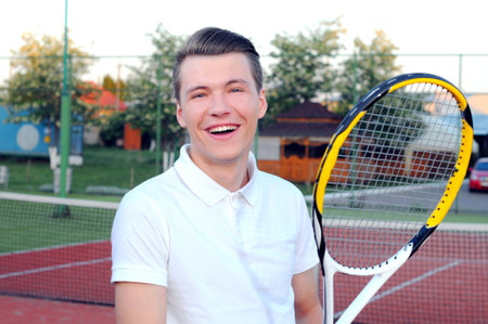 Man Playing Tennisの写真素材