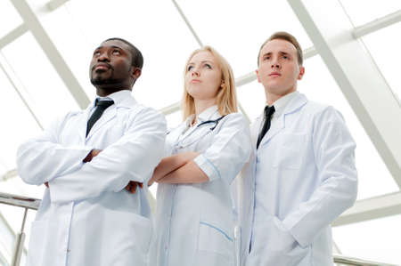 Group of doctors and nurses set in a hospitalの写真素材