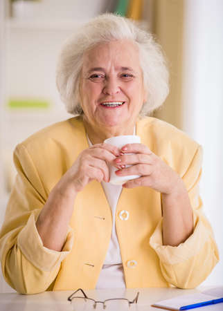 Portrait of Senior business woman working in the officeの写真素材