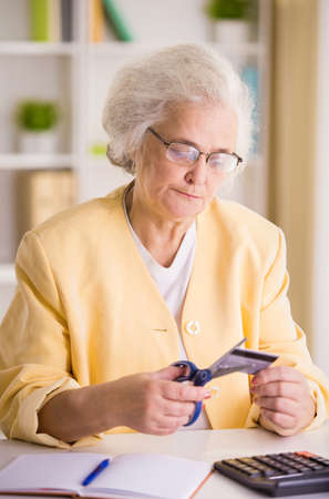 Portrait of Senior business woman working in the officeの写真素材