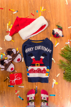 Merry Christmas. Gifts under the tree, celebrate Christmas at homeの写真素材