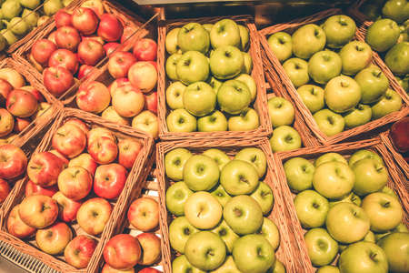 At the supermarket. Top view of fresh fruits waiting for customersの写真素材