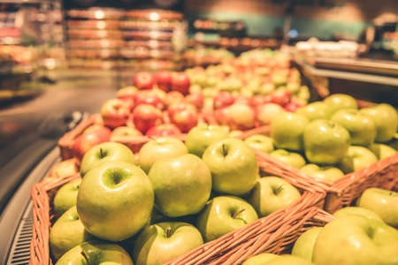 At the supermarket. Fresh fruits are waiting for customersの写真素材