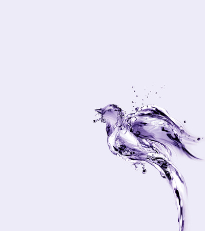 A violet bird made of water flying away.の写真素材