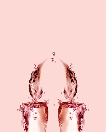 Two lighted red water candles conceptualizing love and Valentine's Day.の写真素材