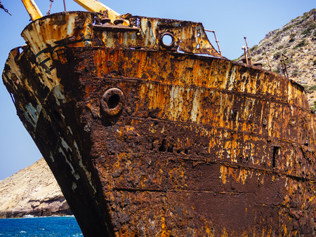 A close up from the famous shipwreck of  Amorgos islandの写真素材