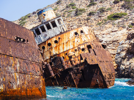 A close up from the famous shipwreck of  Amorgos islandの写真素材