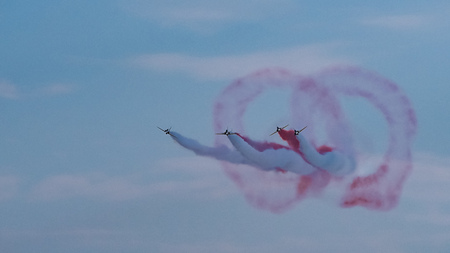 Airplanes in formation during an airshowの写真素材