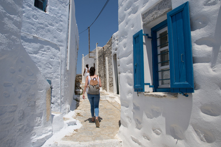 Amorgos,Greece.August 4 ,2017.The small road leading up to the castle of Amorgosのeditorial素材